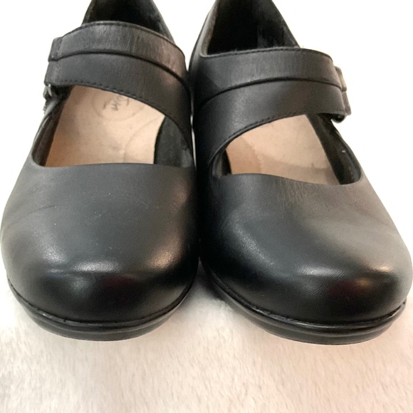 Black Clarks Collection Maryjane Leather Minimalist Flat Comfort Loafer Sz 6.5 - Picture 6 of 13